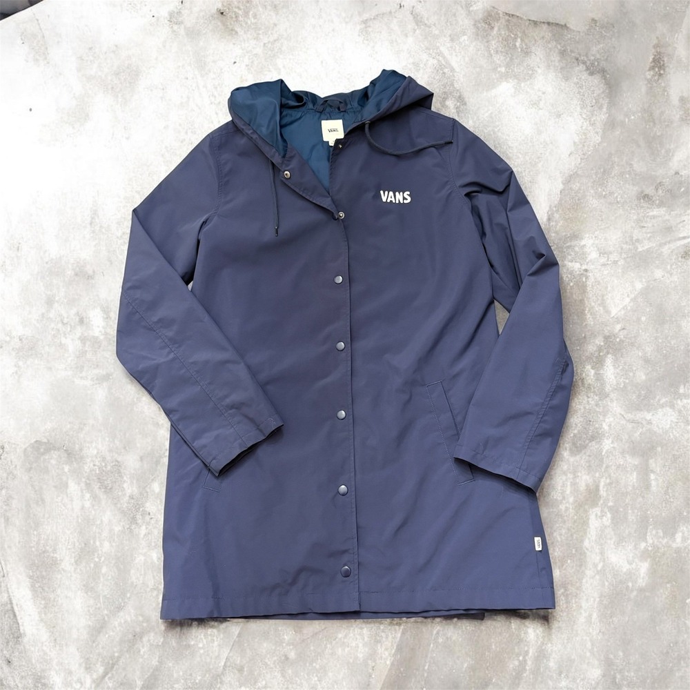 Vans "Off The Wall" 1966 Hooded Windbreaker Rain Jacket - Navy Blue Size Small